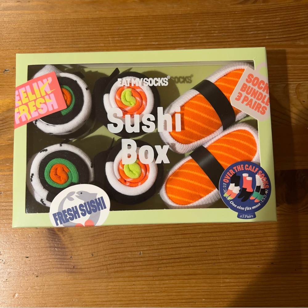 Sushi Socks, Eat My Socks Sushi Box, New in Box